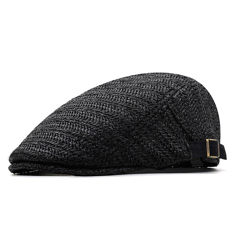 Straw Flat Cap with Breathable Chevron Weave and Adjustable Back Strap Paddy - Image 6