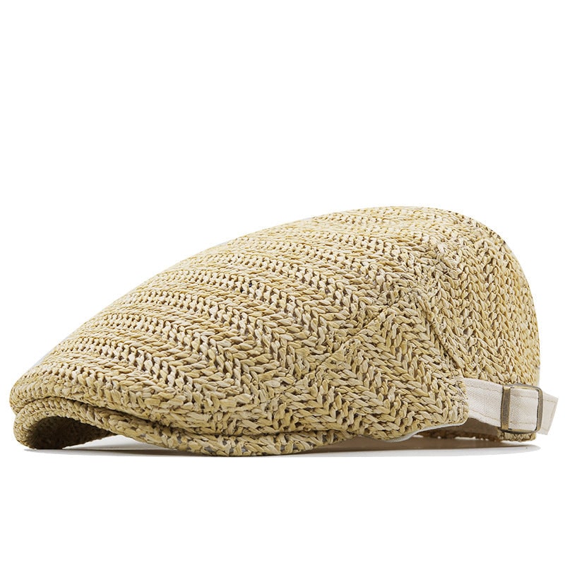 Straw Flat Cap with Breathable Chevron Weave and Adjustable Back Strap Paddy - Image 7