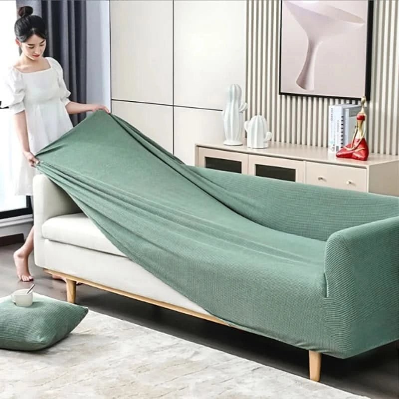 Stretch Sofa Cover and Cotton Slipcover with Waffle Knit Texture and Elastic Hem Couch - Image 5