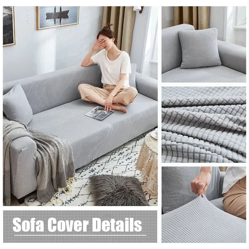 Stretch Sofa Cover and Cotton Slipcover with Waffle Knit Texture and Elastic Hem Couch - Image 7
