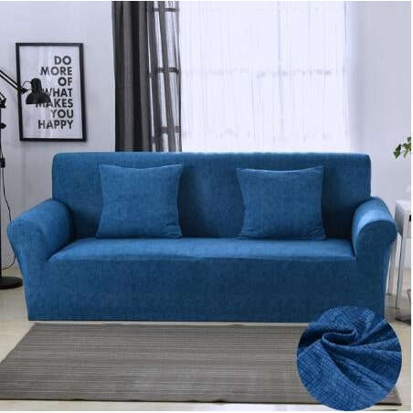 Stretch Sofa Cover Fitted Slipcover with Matching Cushion and Elasticized Hem Brown Leather - Image 1