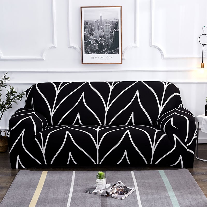 Stretch Sofa Cover Fitted Slipcover with Matching Cushion and Elasticized Hem Brown Leather - Image 14