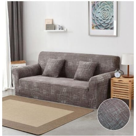 Stretch Sofa Cover Fitted Slipcover with Matching Cushion and Elasticized Hem Brown Leather - Image 16