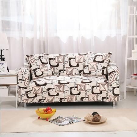 Stretch Sofa Cover Fitted Slipcover with Matching Cushion and Elasticized Hem Brown Leather - Image 17