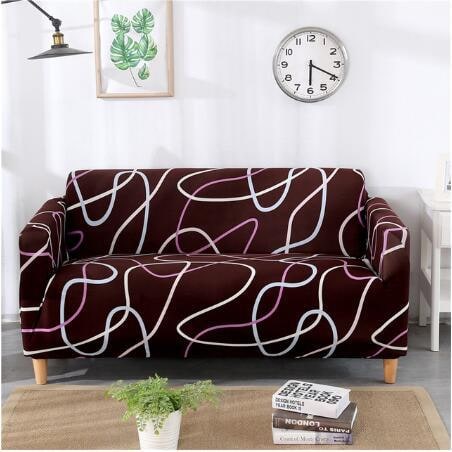 Stretch Sofa Cover Fitted Slipcover with Matching Cushion and Elasticized Hem Brown Leather - Image 6