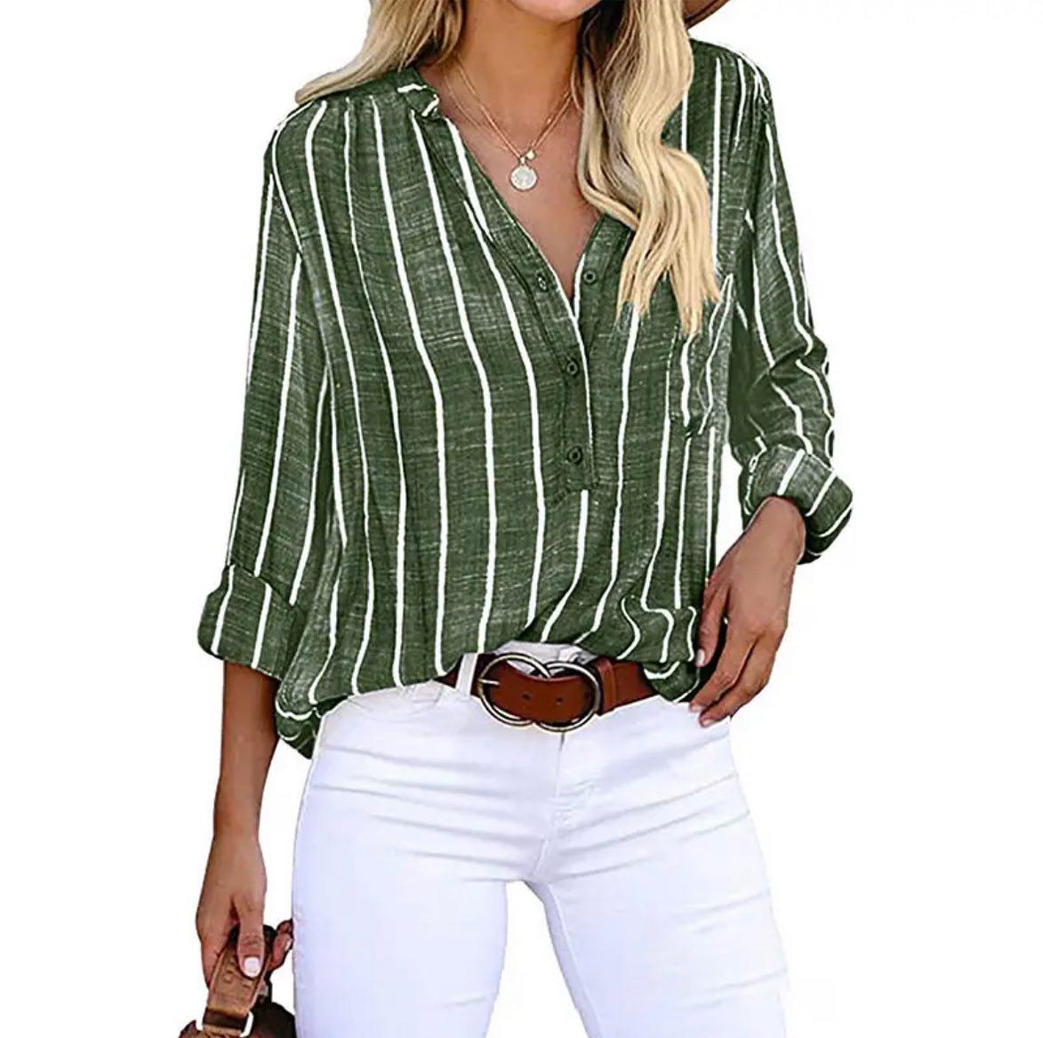 Striped Summer Blouse with Airy Loose Fit Cut — detail view