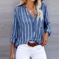 Striped Summer Blouse with Airy Loose Fit Cut — styling detail