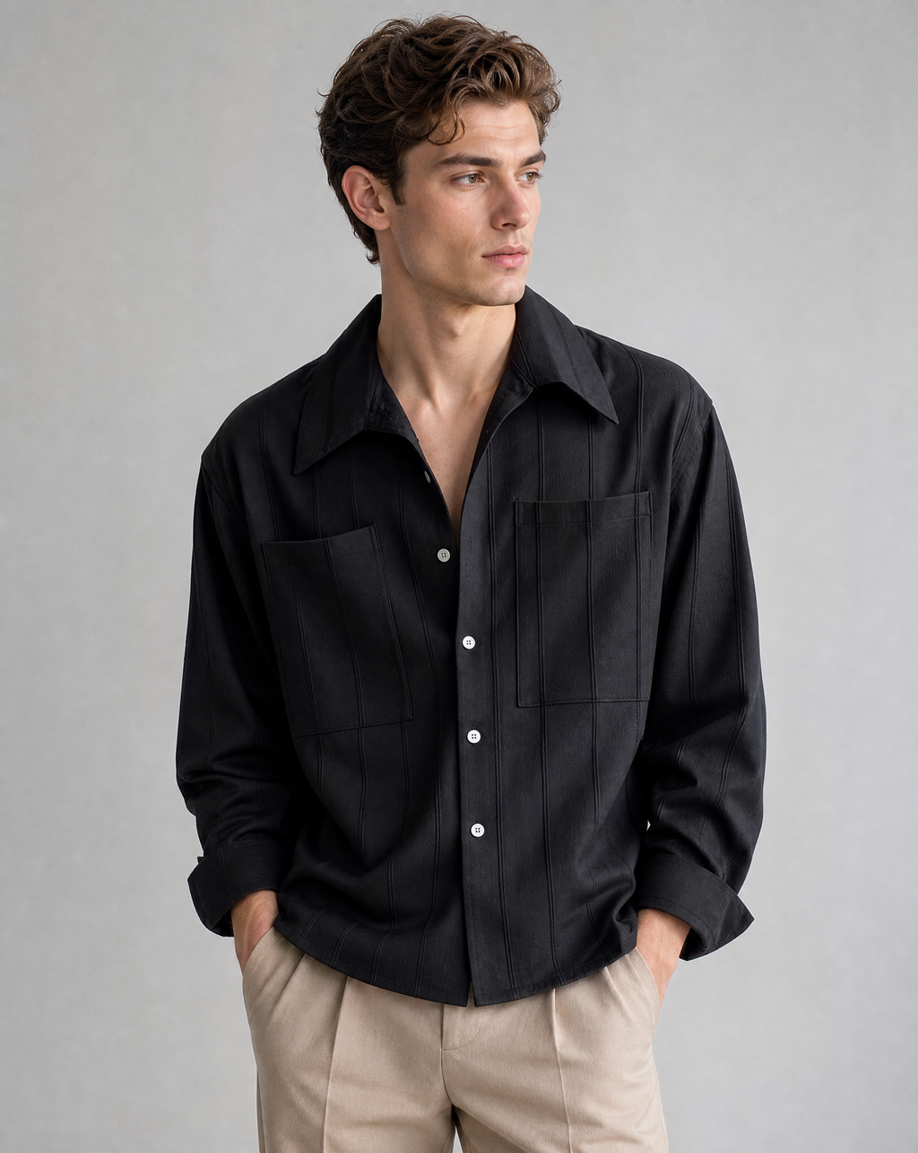 Stylish Long Sleeve Everyday Shirt for Men — back view