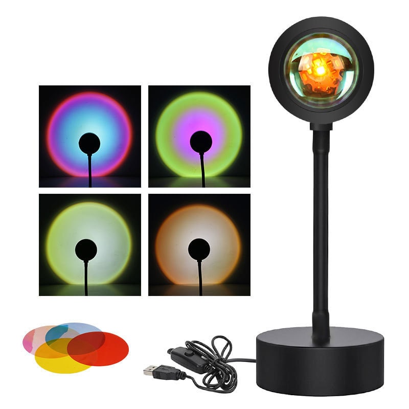 Sunset Lamp Projector with Adjustable Head and Power for Night Light Wall Decoration Ocean Wave - Image 2