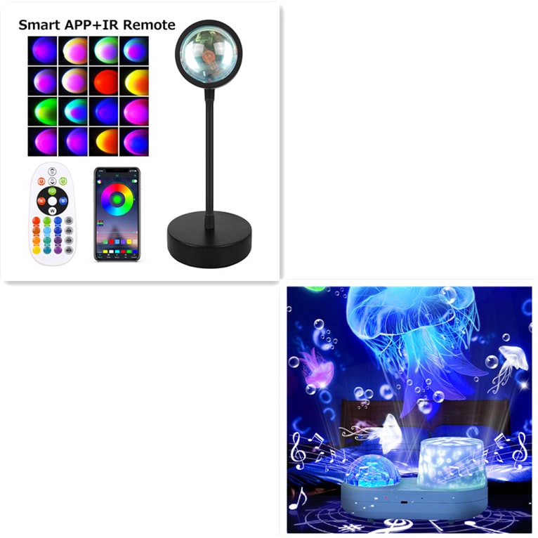 Sunset Lamp Projector with Adjustable Head and Power for Night Light Wall Decoration Ocean Wave - Image 5