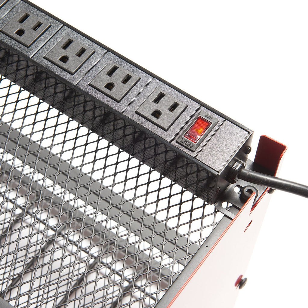 Surge Protected Power Strip Tool Organizer Wall Mounted Metal Eight Outlet Storage Rack - Image 4