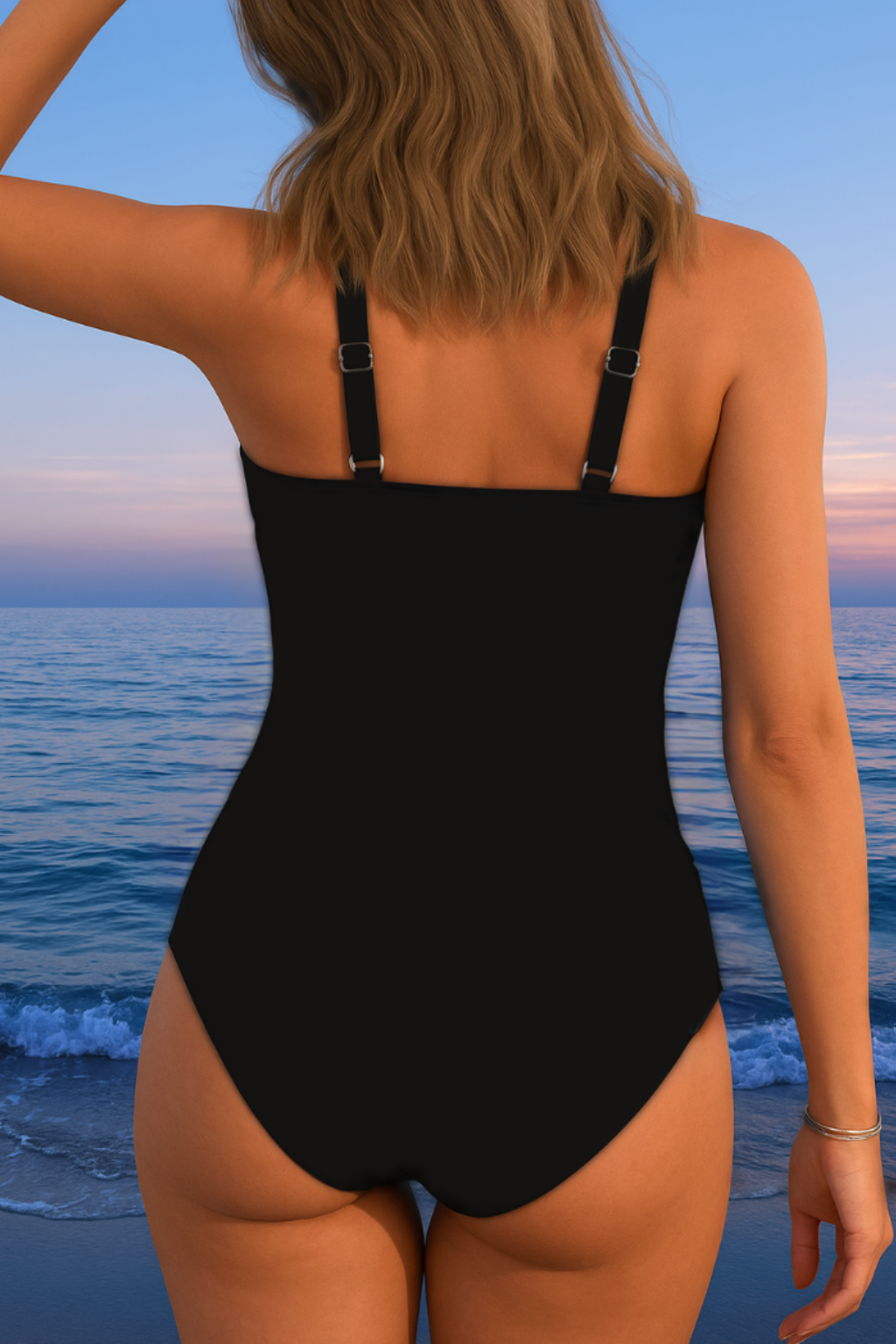 Surplice Wrap Tummy Control One-Piece Swimsuit for Women — detail view
