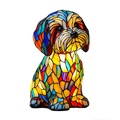 Table Lamp Animal Dog Stained Glass Mosaic Colorful Translucent Shaped - Image 1