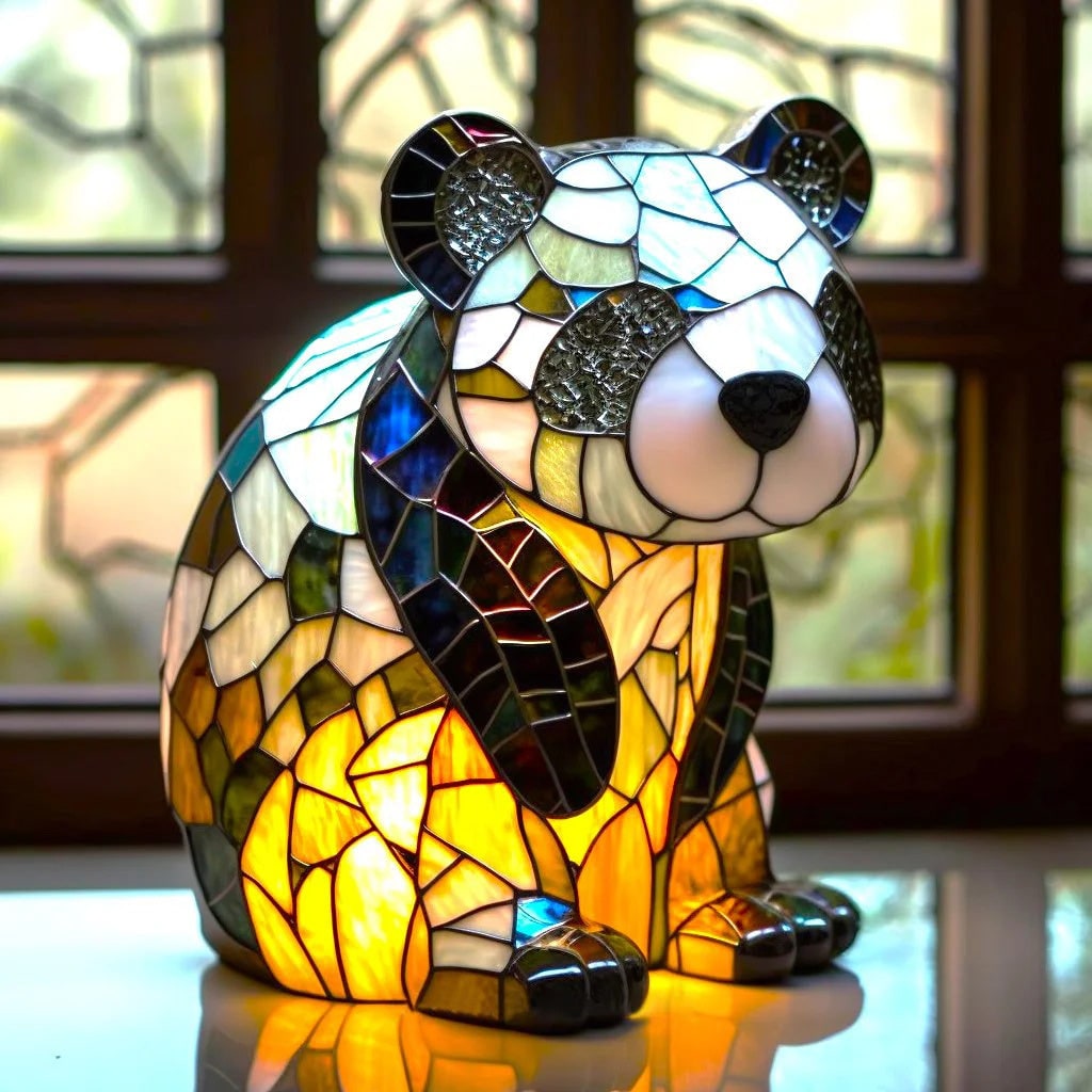 Table Lamp Animal Stained Glass Resin Mosaic Illuminated Multicolored Shaped - Image 14