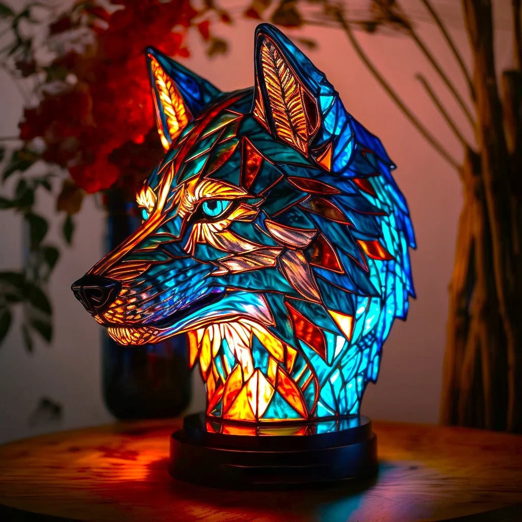 Table Lamp Stained Glass Animal Mosaic Colored Gift Usb Powered - Image 1