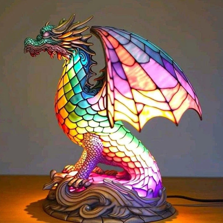 Table Lamp Stained Glass Animal Mosaic Colored Gift Usb Powered - Image 14