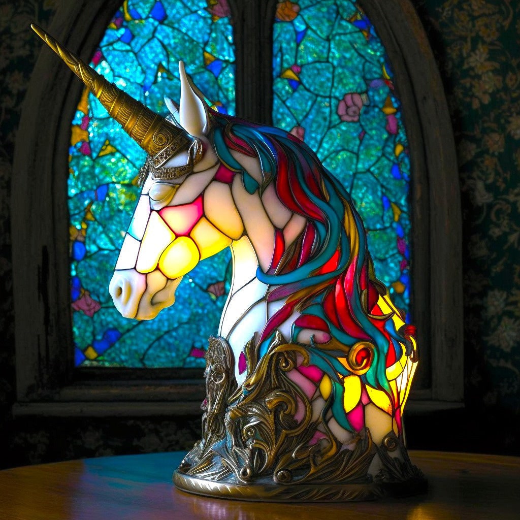 Table Lamp Stained Glass Animal Mosaic Colored Gift Usb Powered - Image 15