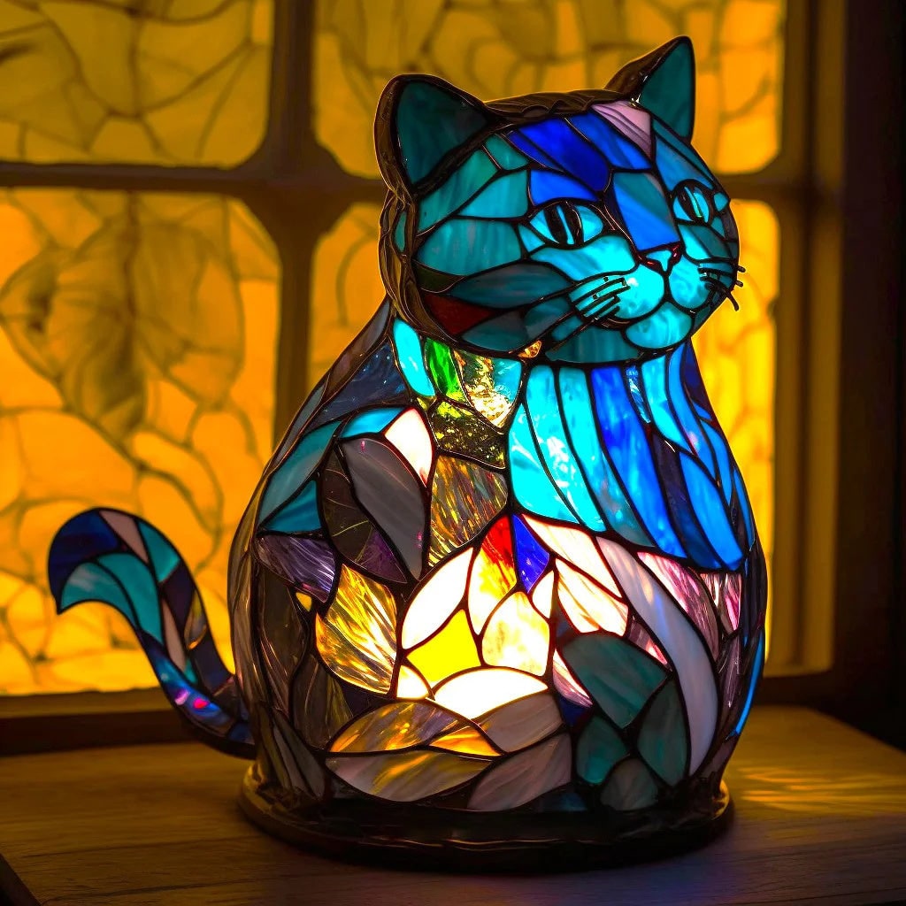 Table Lamp Stained Glass Animal Mosaic Colored Gift Usb Powered - Image 16