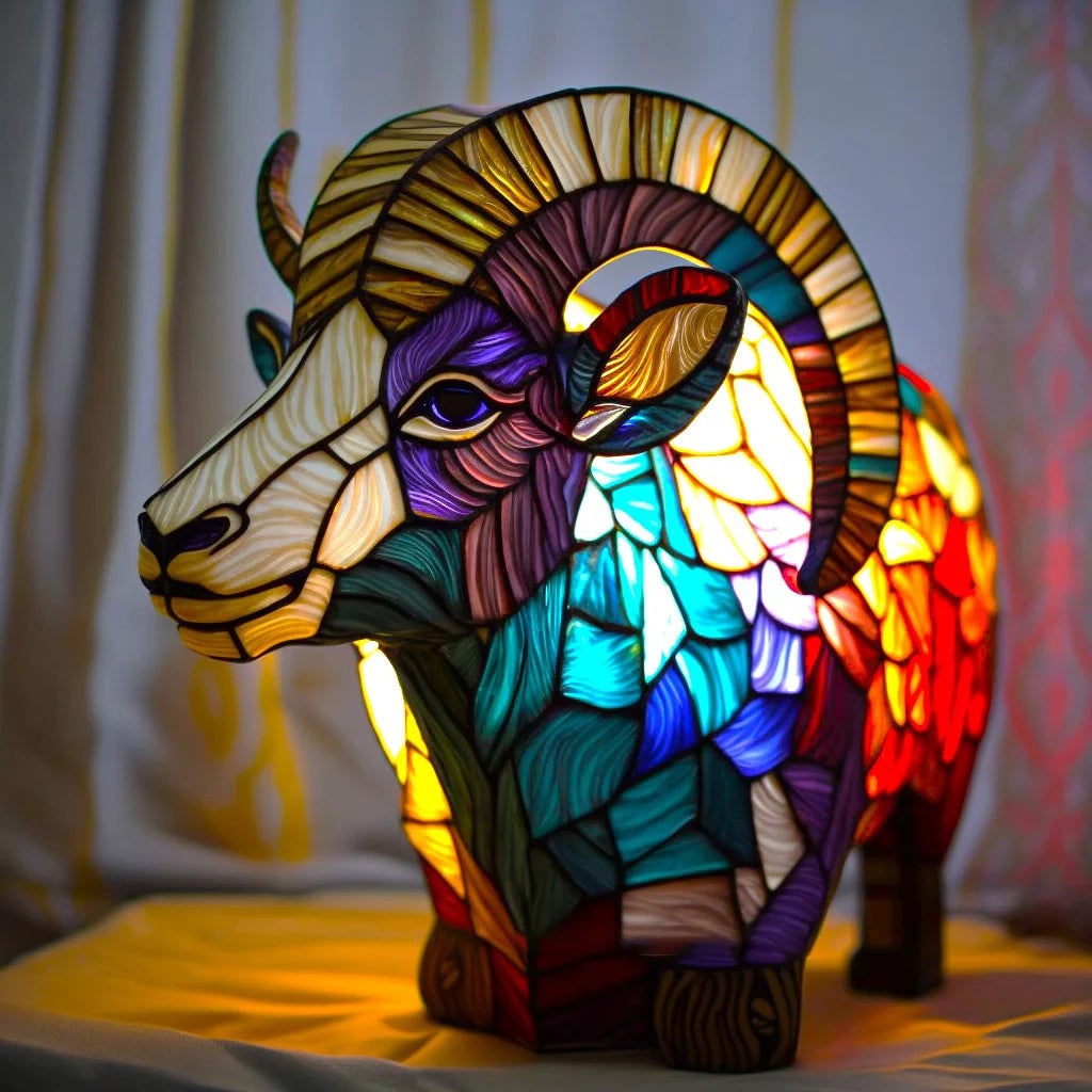 Table Lamp Stained Glass Animal Mosaic Colored Gift Usb Powered - Image 17