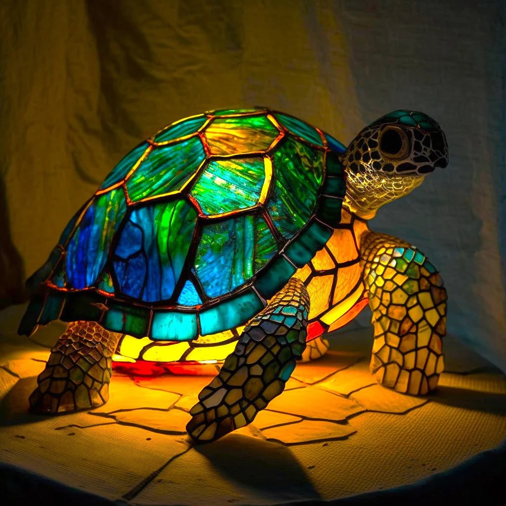 Table Lamp Stained Glass Animal Mosaic Colored Gift Usb Powered - Image 18