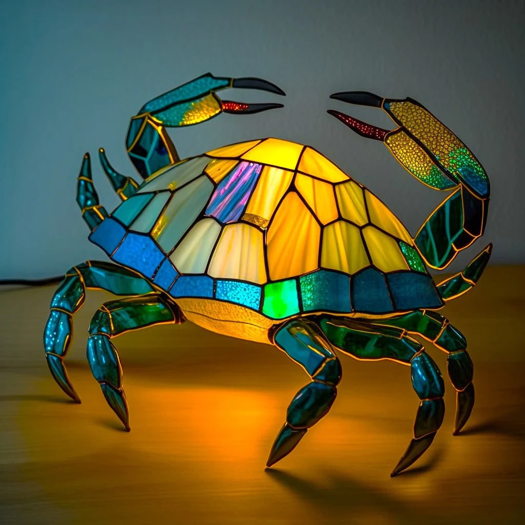 Table Lamp Stained Glass Animal Mosaic Colored Gift Usb Powered - Image 6