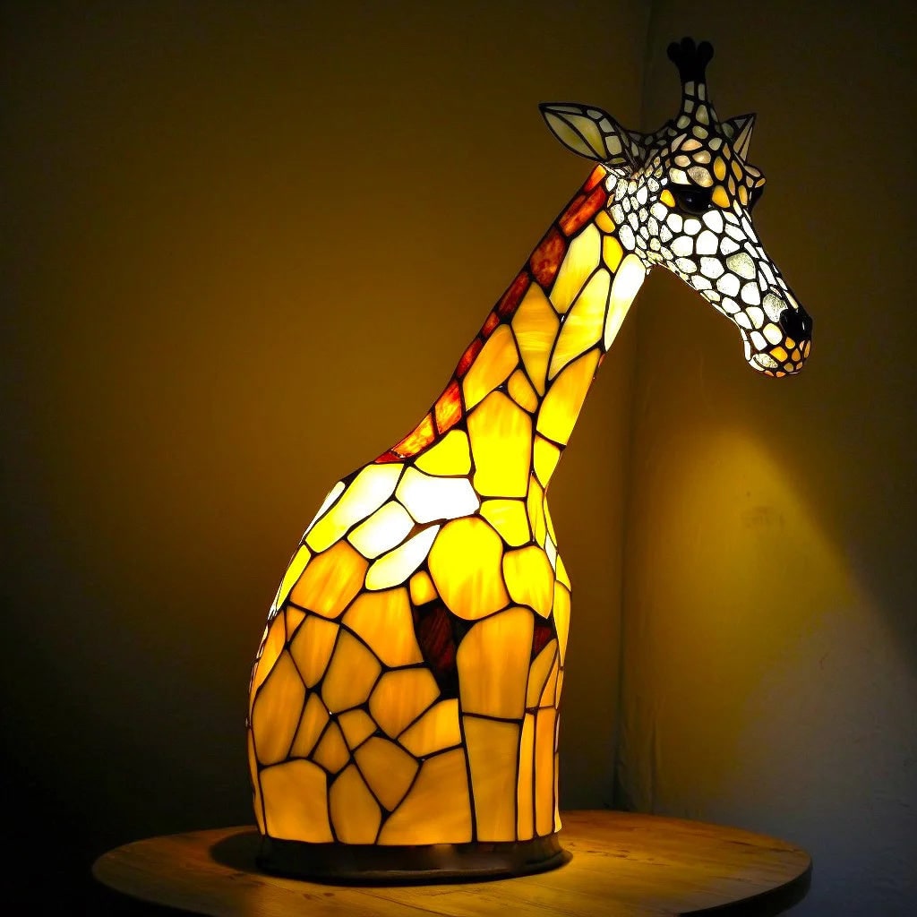 Table Lamp Stained Glass Animal Mosaic Colored Gift Usb Powered - Image 8