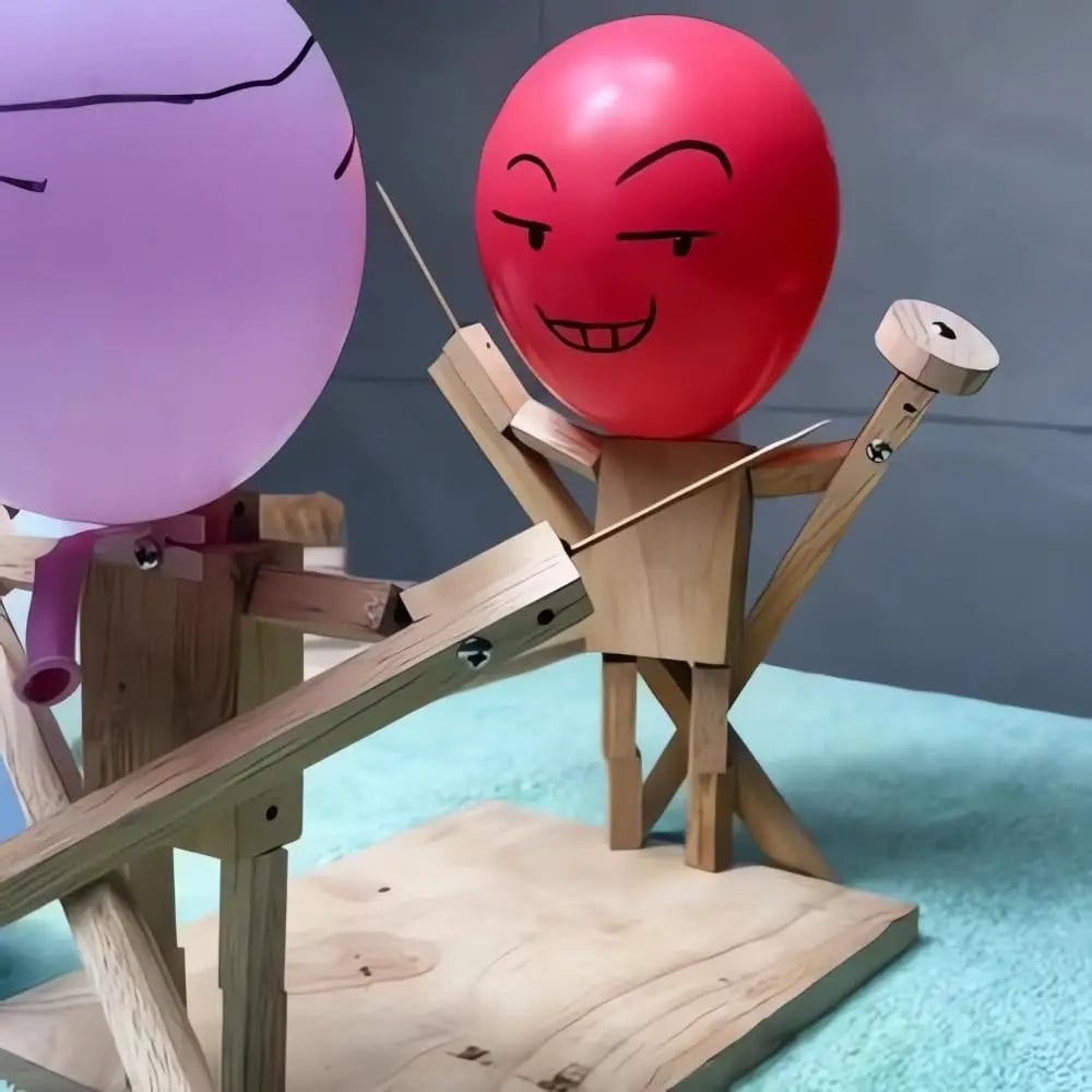Tabletop Battle Game Balloon Head Puppet Wooden Toothpick Party - Image 5
