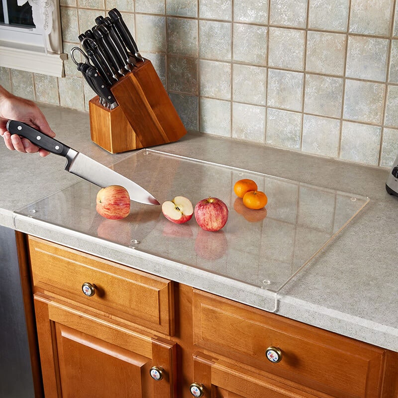 Tempered Glass Chopping Board with Non-Slip Acrylic Cutting Surface for Kitchen Food Preparation - Image 6