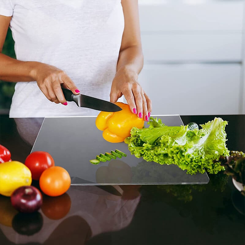 Tempered Glass Chopping Board with Non-Slip Acrylic Cutting Surface for Kitchen Food Preparation - Image 7