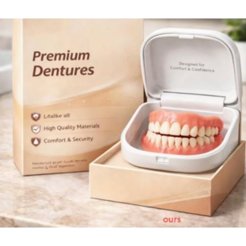Temporary False Teeth and Dentures with Soft Cushion Grip Upper Lower Set Snap - Image 1
