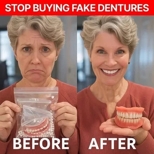 Temporary False Teeth and Dentures with Soft Cushion Grip Upper Lower Set Snap - Image 4