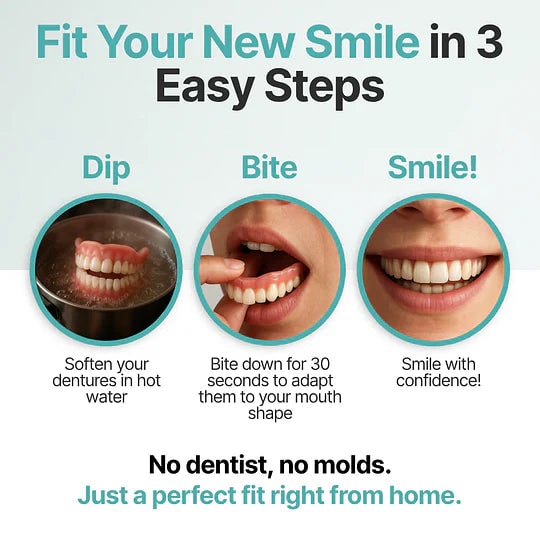 Temporary False Teeth and Dentures with Soft Cushion Grip Upper Lower Set Snap - Image 7