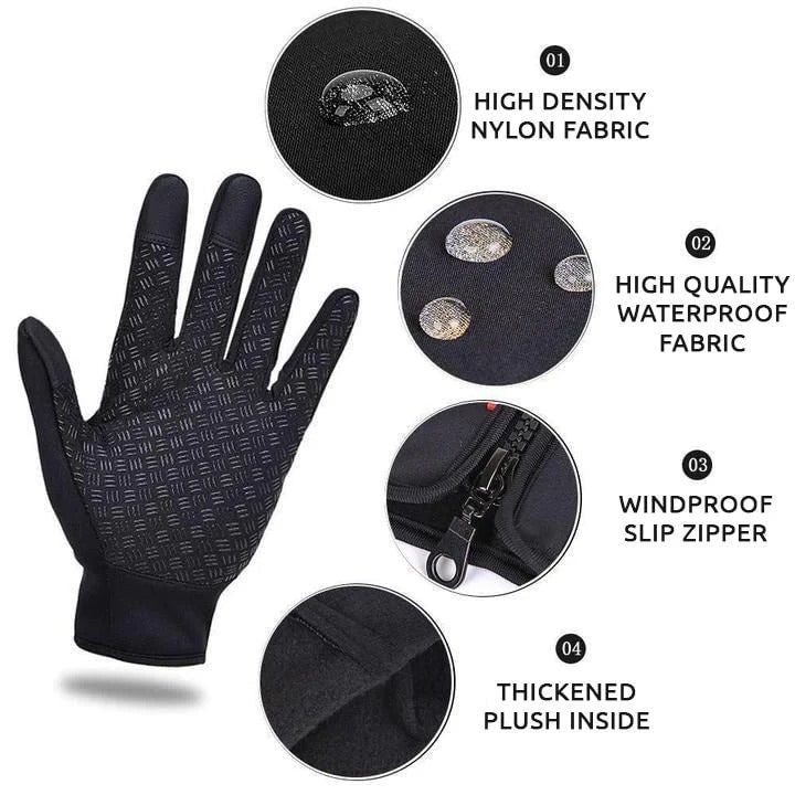 Thermal Winter Gloves Waterproof with Zippered Cuffs and Grip Palms - Image 2