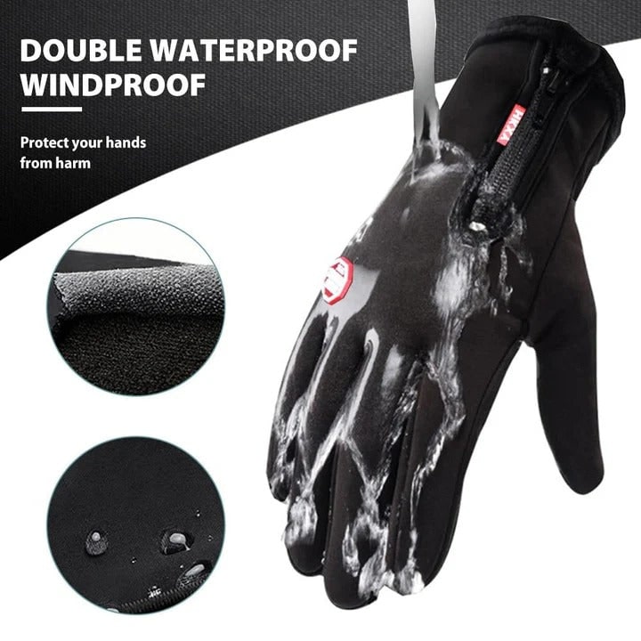 Thermal Winter Gloves Waterproof with Zippered Cuffs and Grip Palms - Image 4
