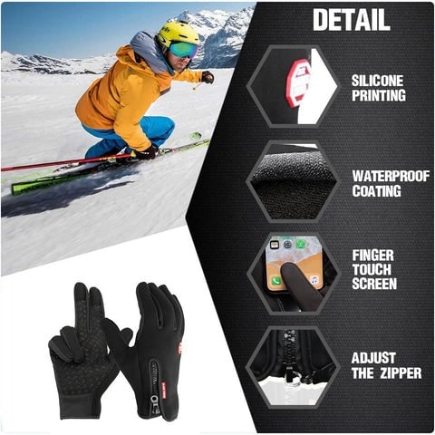 Thermal Winter Gloves Waterproof with Zippered Cuffs and Grip Palms - Image 7