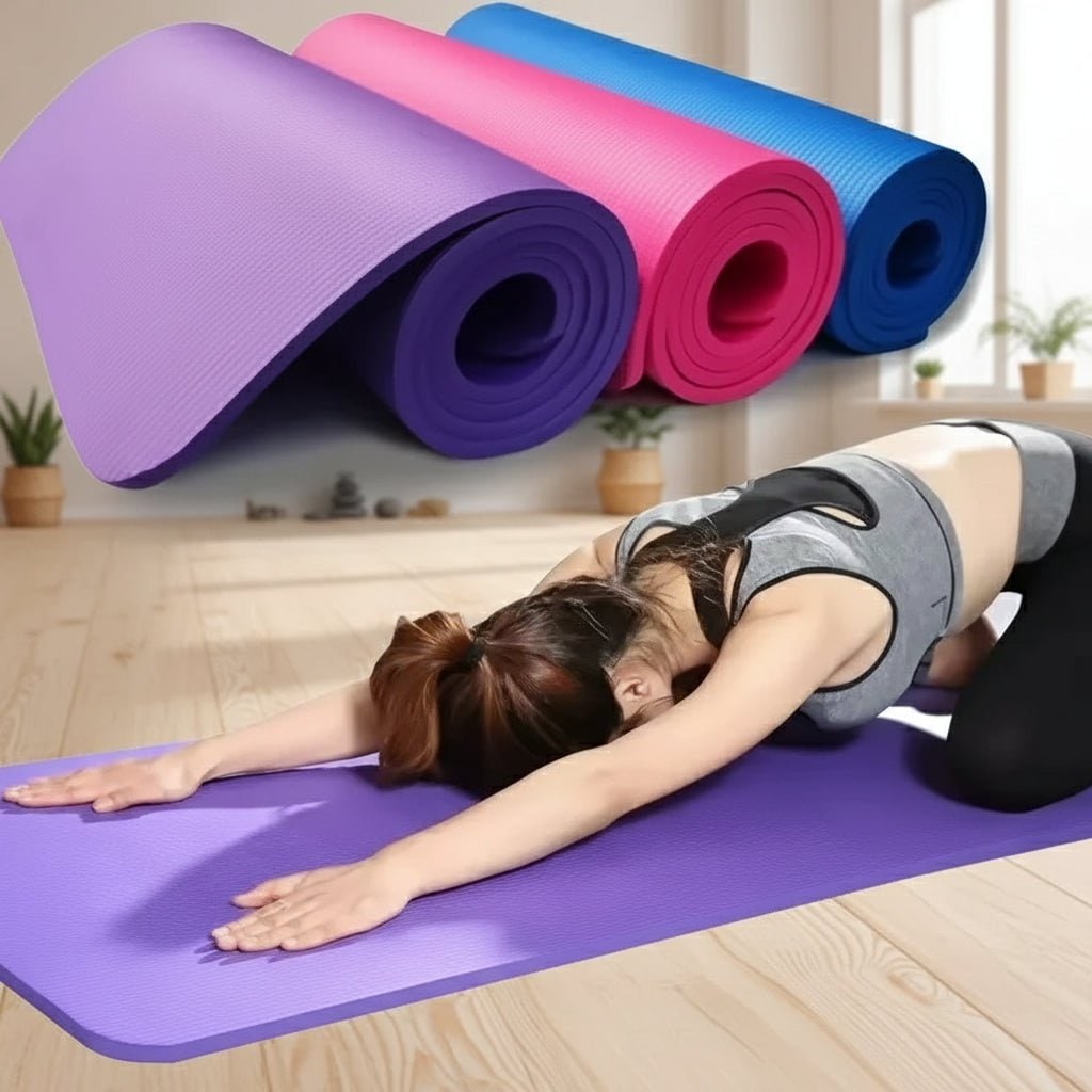 Thick Yoga Mat Exercise Non Slip Foam Portable Carrying Strap Textured - Image 9