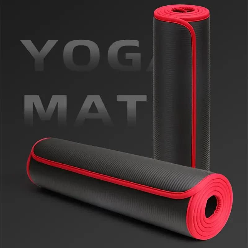 Thick Yoga Mat Exercise Non-Slip Foam Ribbed Portable Rollup With Carrying Bag - Image 2