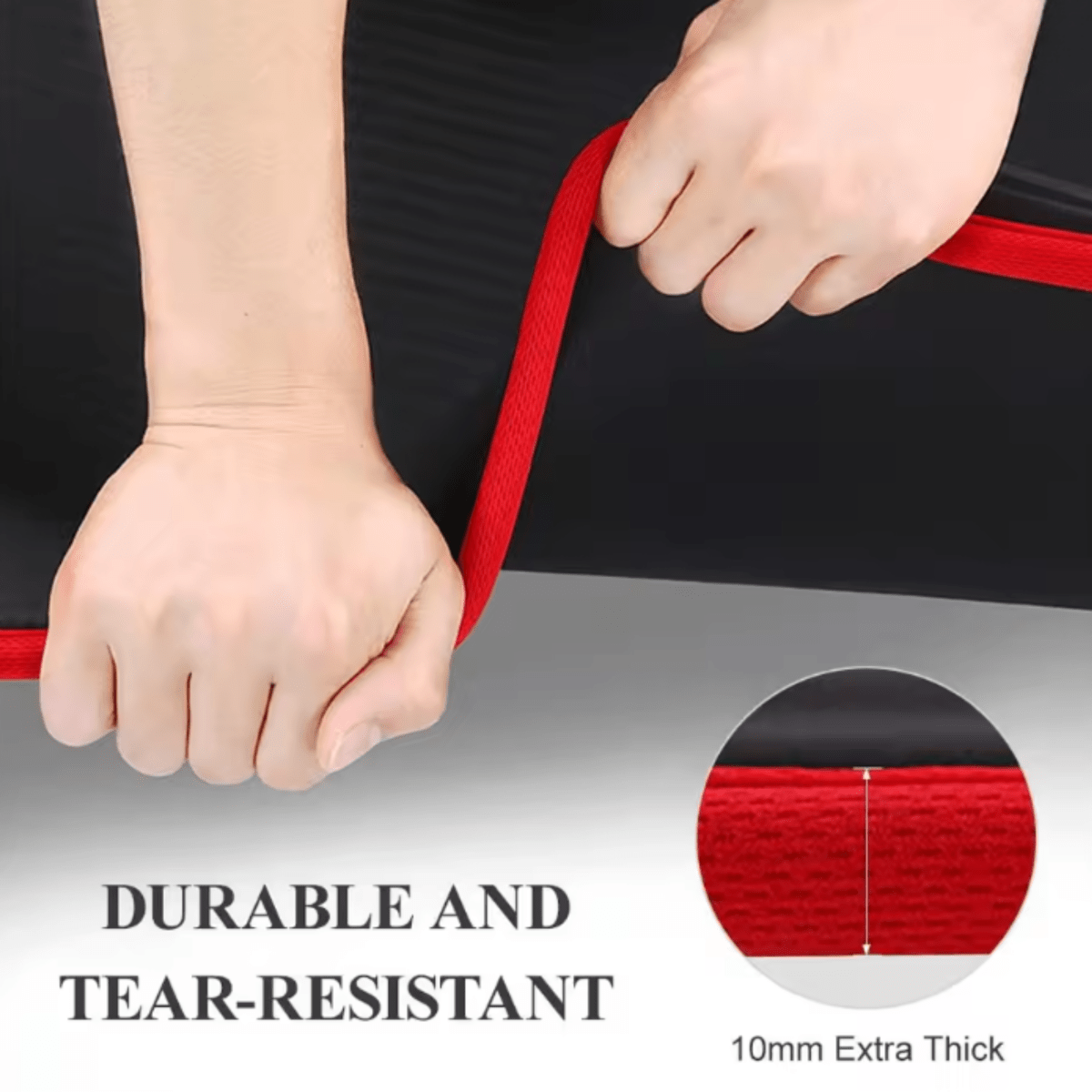 Thick Yoga Mat Exercise Non-Slip Foam Ribbed Portable Rollup With Carrying Bag - Image 6
