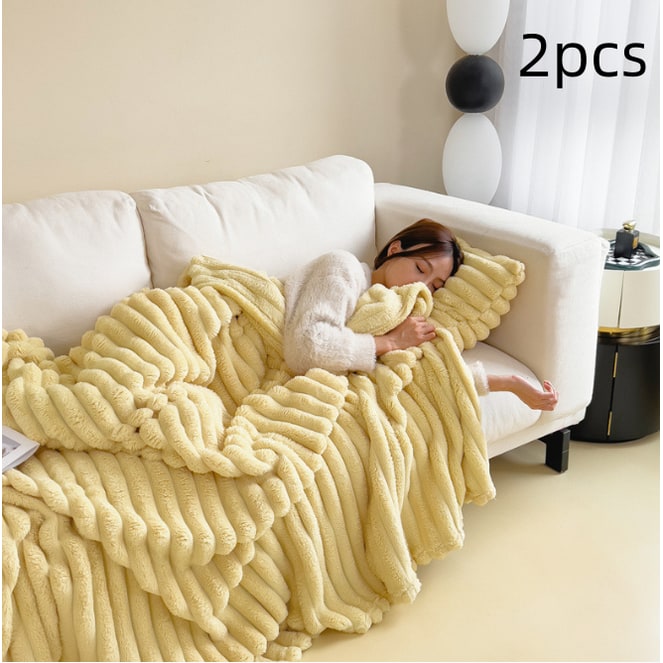 Throw Blanket Faux Fur with Soft Fleece Backing and Thick Ribbed Texture - Image 11