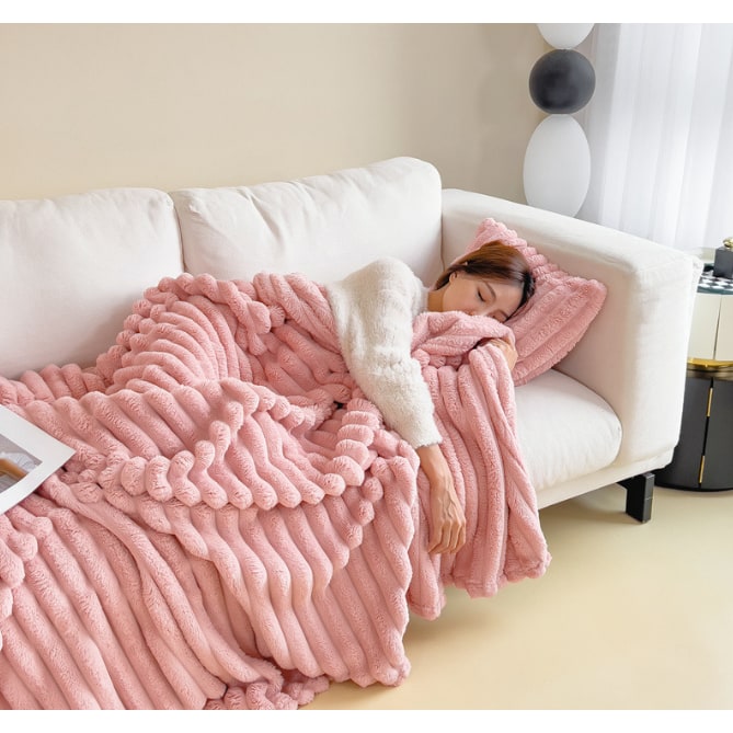 Throw Blanket Faux Fur with Soft Fleece Backing and Thick Ribbed Texture - Image 12