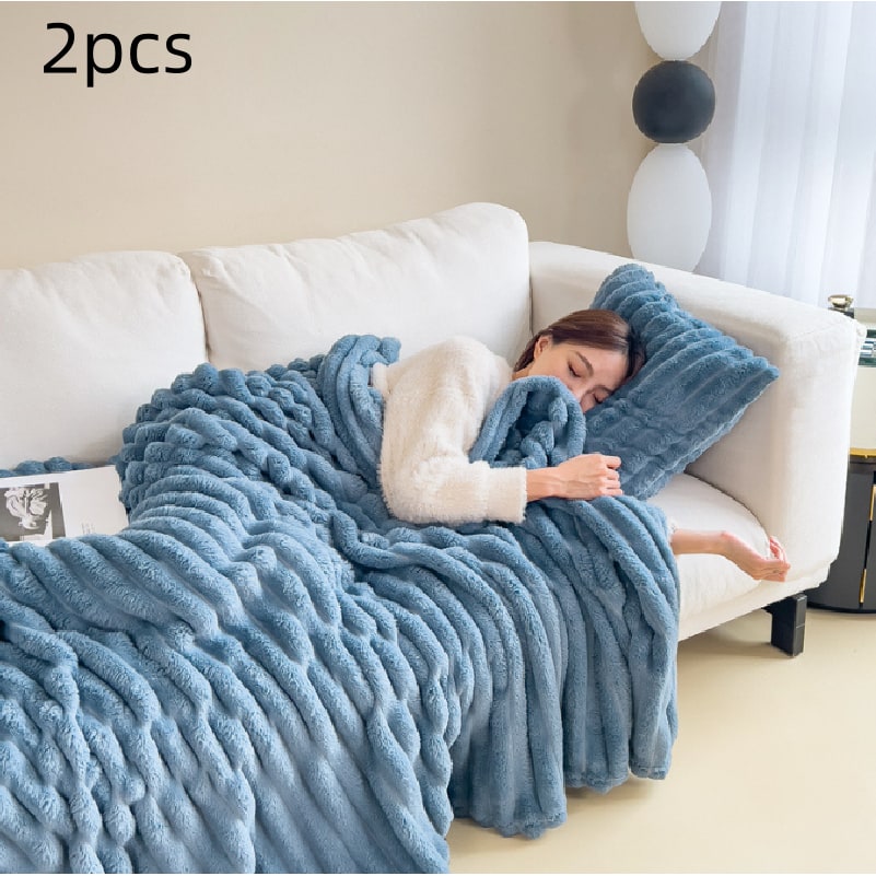 Throw Blanket Faux Fur with Soft Fleece Backing and Thick Ribbed Texture - Image 13