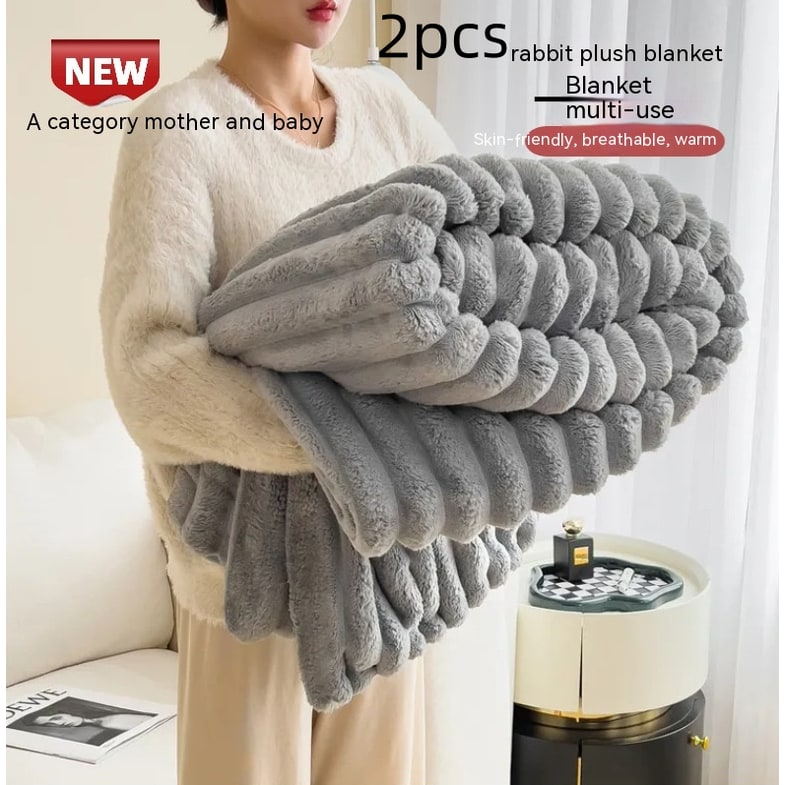 Throw Blanket Faux Fur with Soft Fleece Backing and Thick Ribbed Texture - Image 7