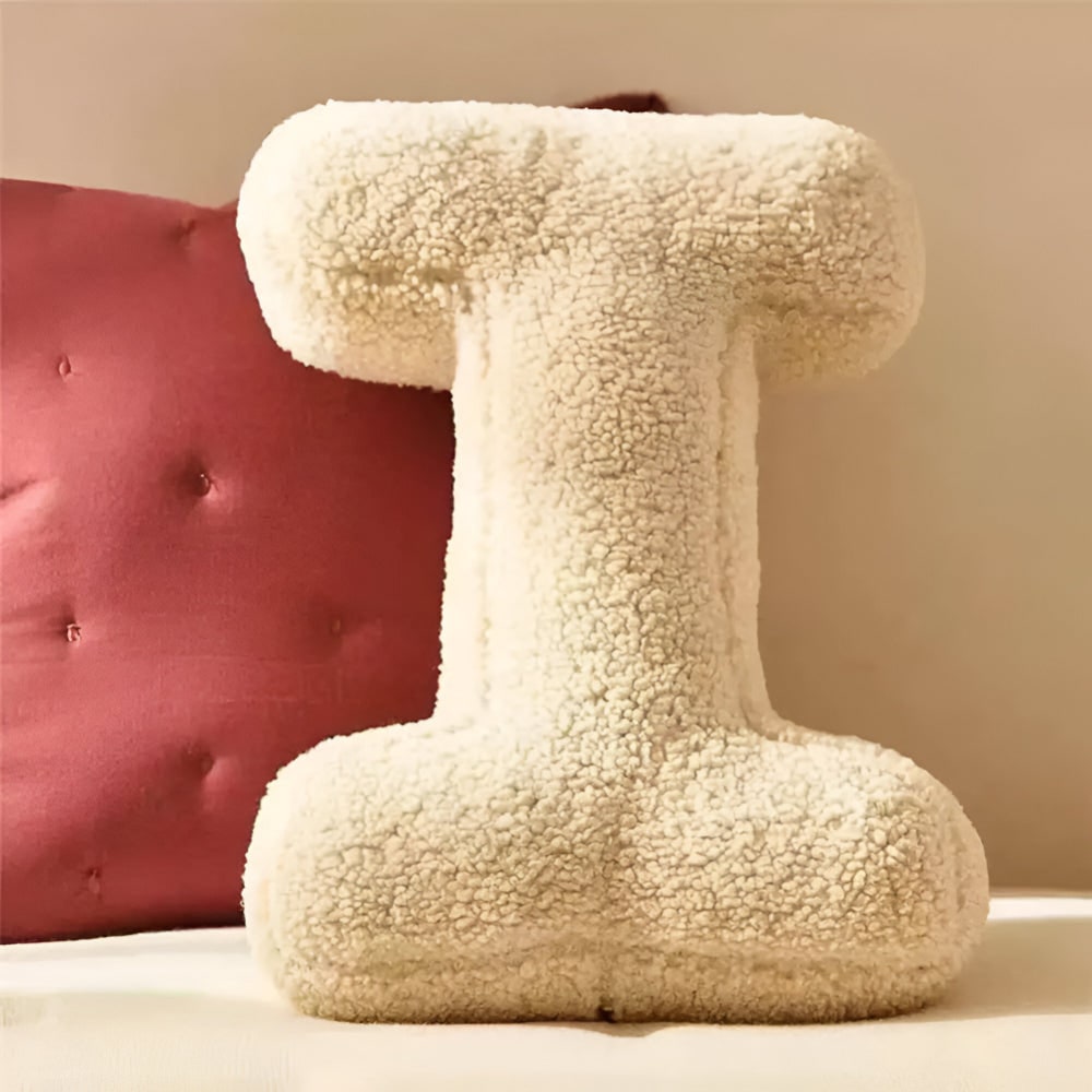 Throw Pillow Letter Shaped Sherpa Fleece Plush Stuffed Decorative Alphabet - Image 30