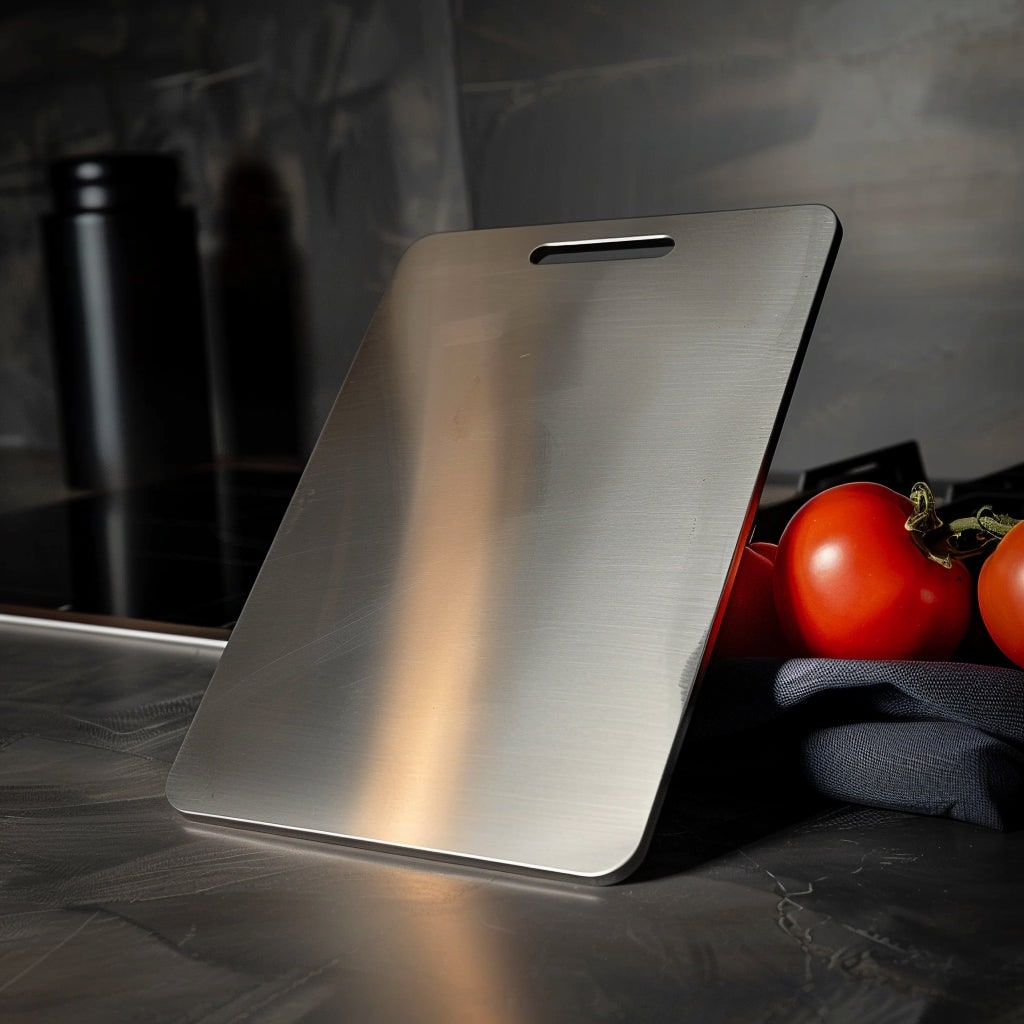 Titanium Cutting Board Stainless Steel Durable Brushed Metal Handle Rectangular - Image 1