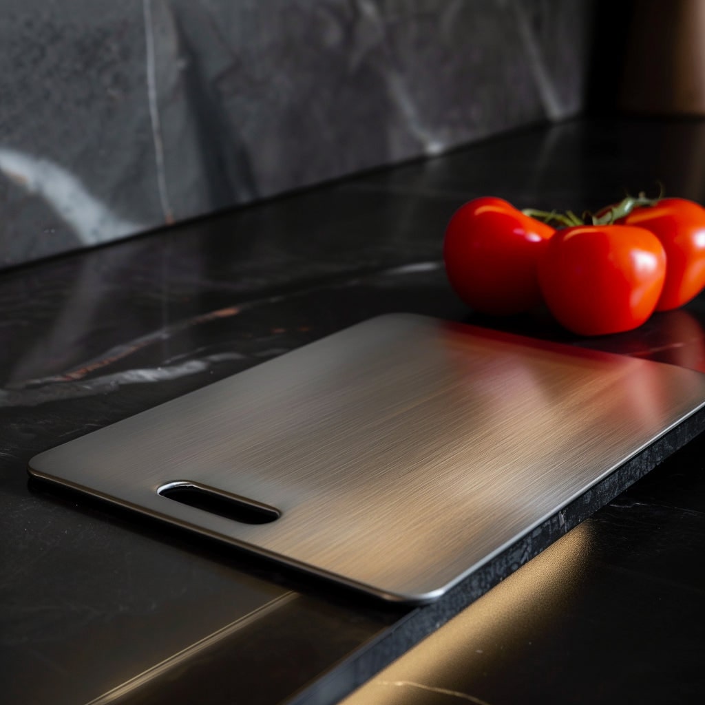 Titanium Cutting Board Stainless Steel Durable Brushed Metal Handle Rectangular - Image 2