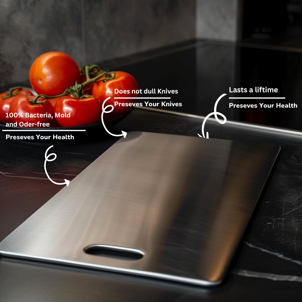 Titanium Cutting Board Stainless Steel Durable Brushed Metal Handle Rectangular - Image 3