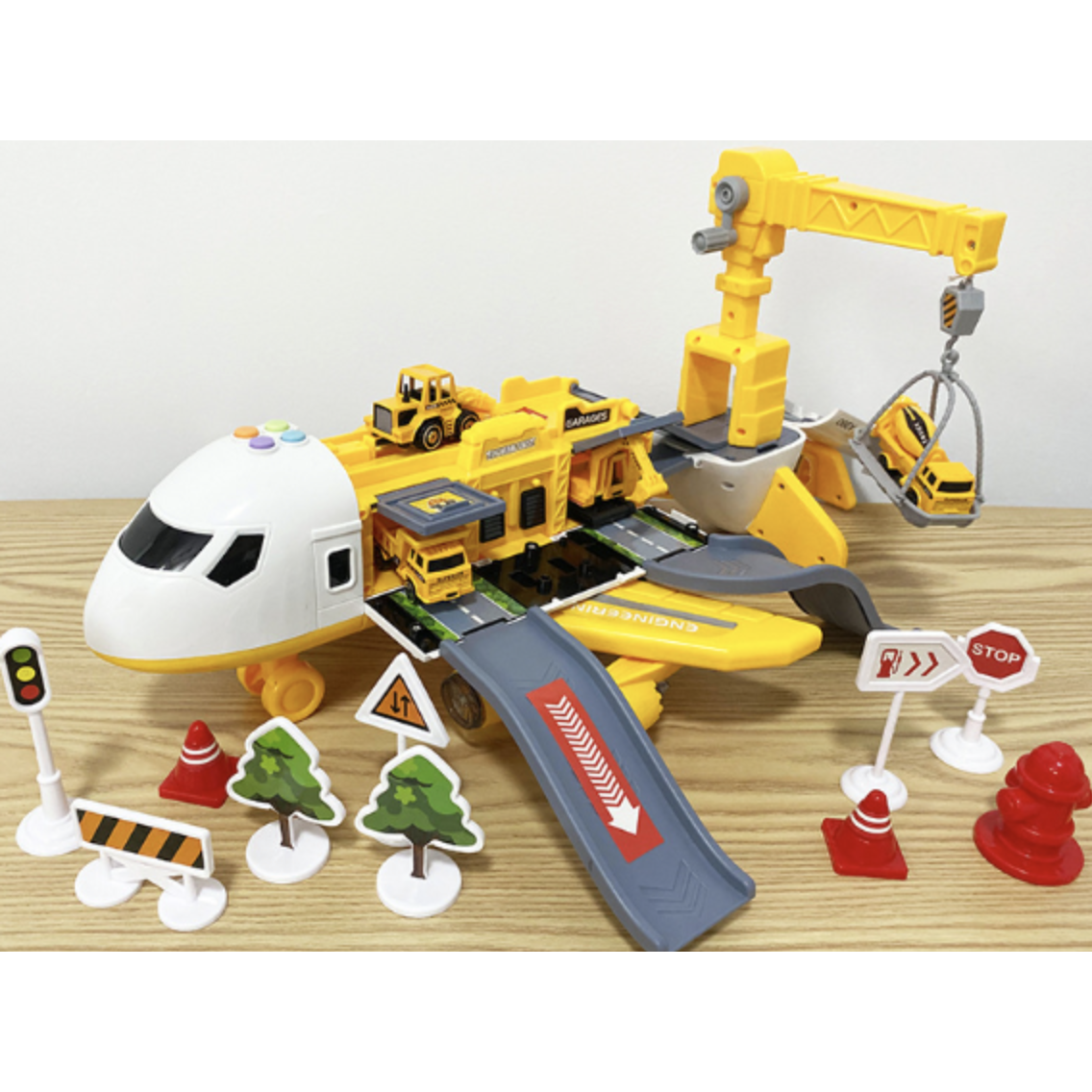 Toy Airplane Play Set with Jet Aircraft Mini Vehicles and Fold-Out Ramps - Image 12