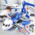 Toy Airplane Playset Light Up Vehicle Track Ramp Crane - Image 1