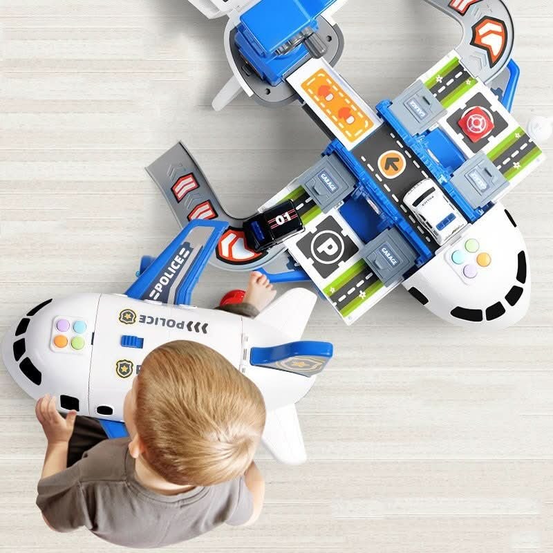 Toy Airplane Playset Light Up Vehicle Track Ramp Crane - Image 5