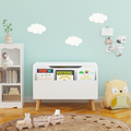 Toy Box Chest with Storage Organizer Front Book Display Shelf and Wooden Lid Bins - Image 8
